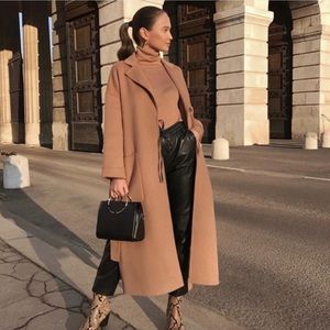 NWT Zara Wool Blend Wrap Camel Coat